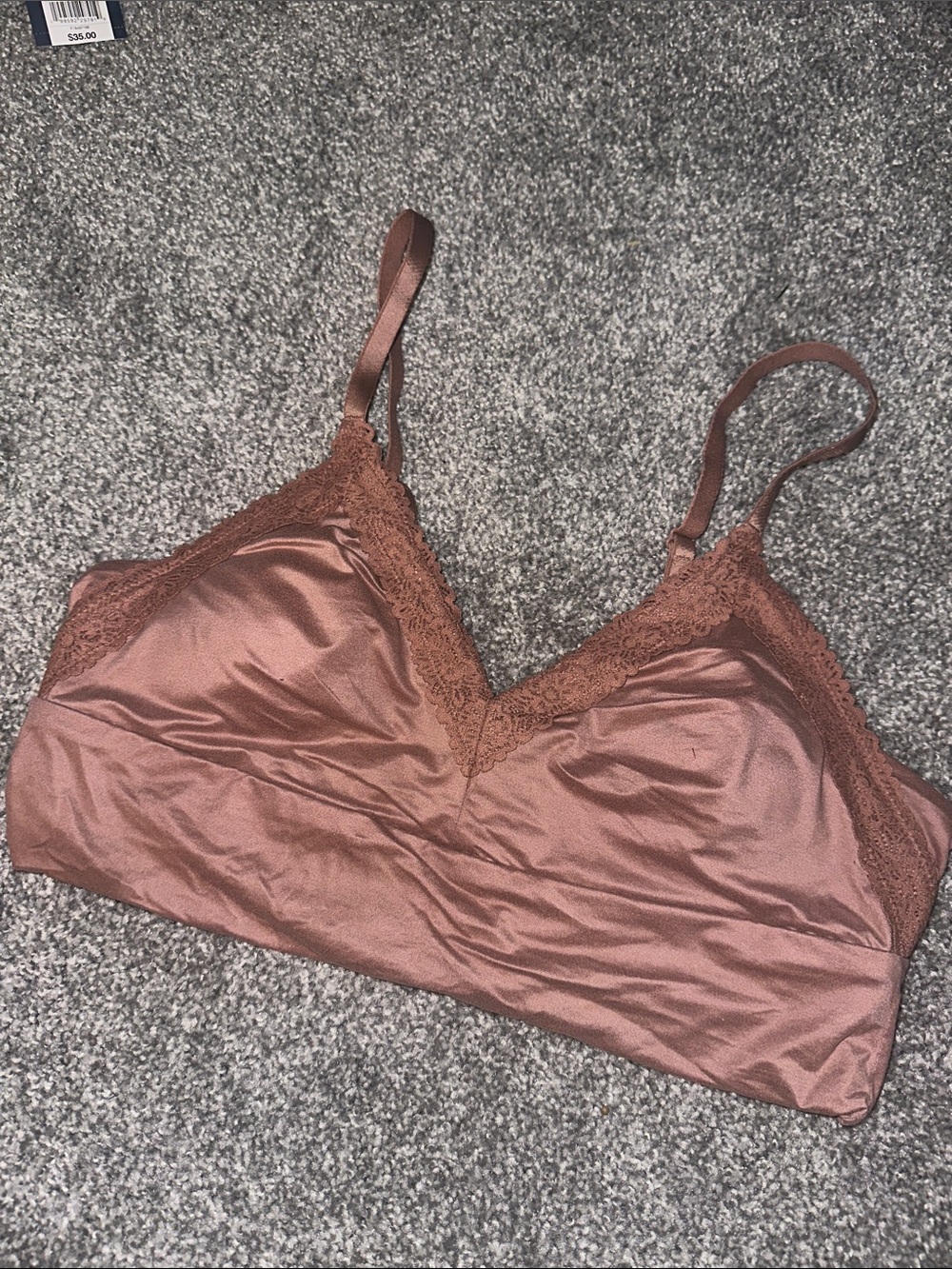 aerie Lace-Trim Bralette in Mauve Brown